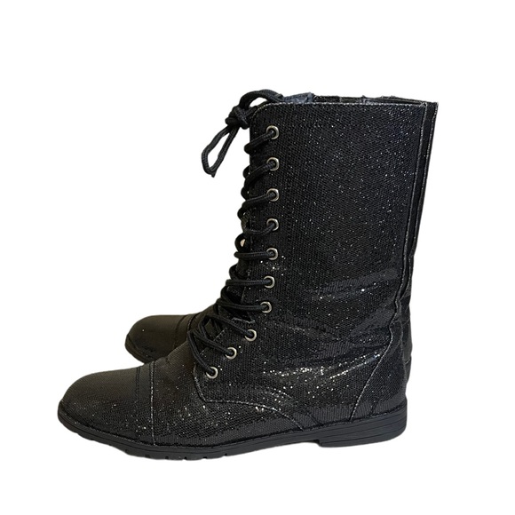 Balera Glitter Black Combat Boots - Picture 5 of 6